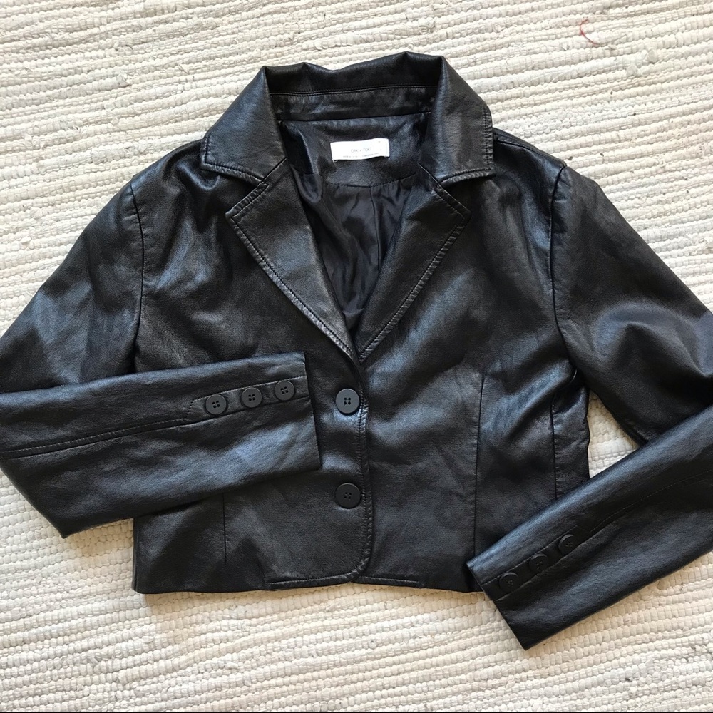 Oak + Fort Cropped Vegan Leather Jacket
